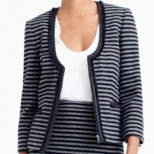 J. CREW Suiting Glitter Tweed Preppy Office Work Academia Striped Blazer Jacket